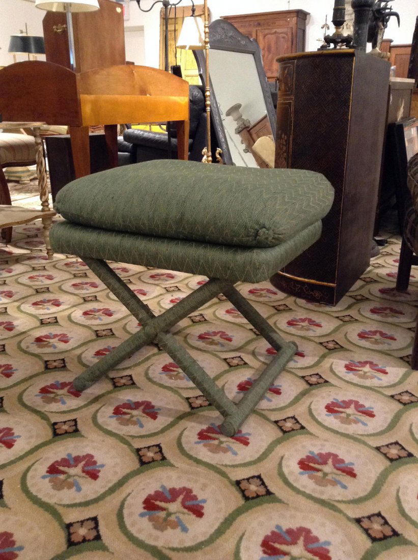 Decorator X-form upholstered stool (1 of 2)