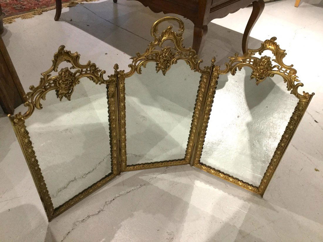 French bronze trifold vanity mirror (1 of 4)