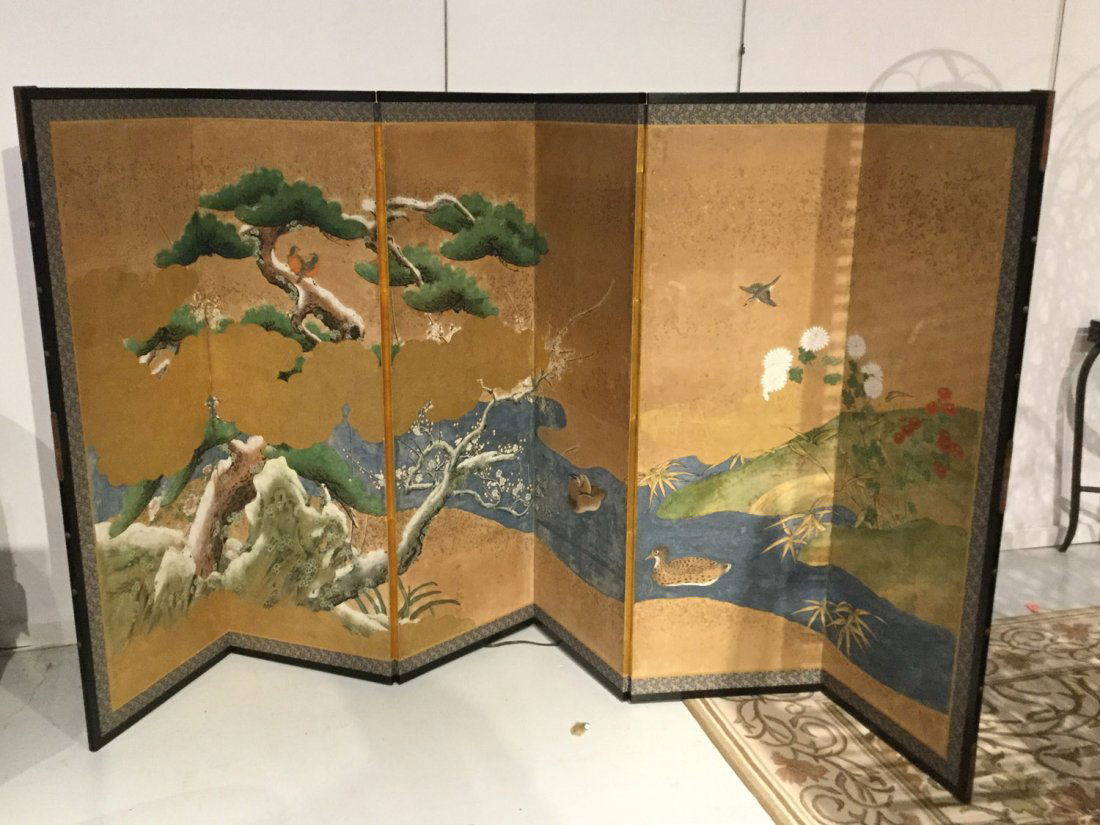 Japanese Meiji 6-panel screen (1 of 5)