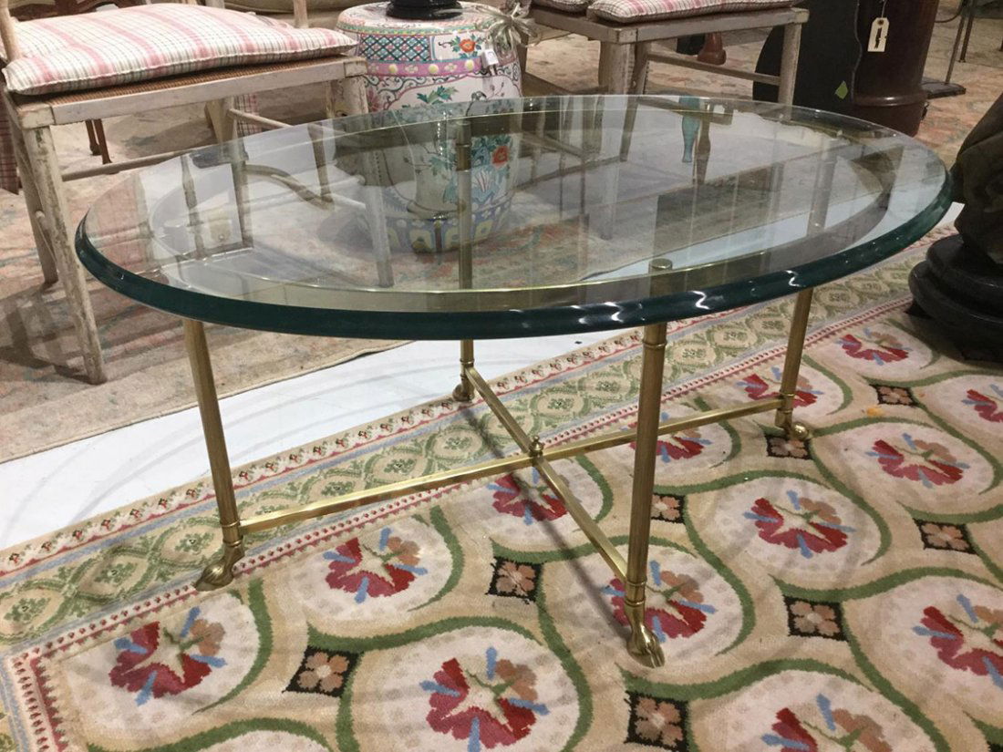 La Barge brass and beveled glass coffee table (1 of 3)