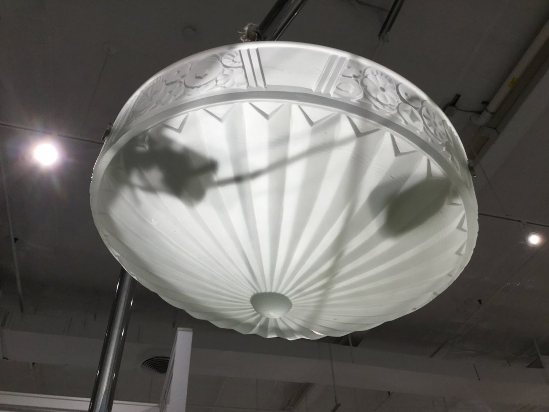 Lalique style frosted glass chandelier (1 of 3)