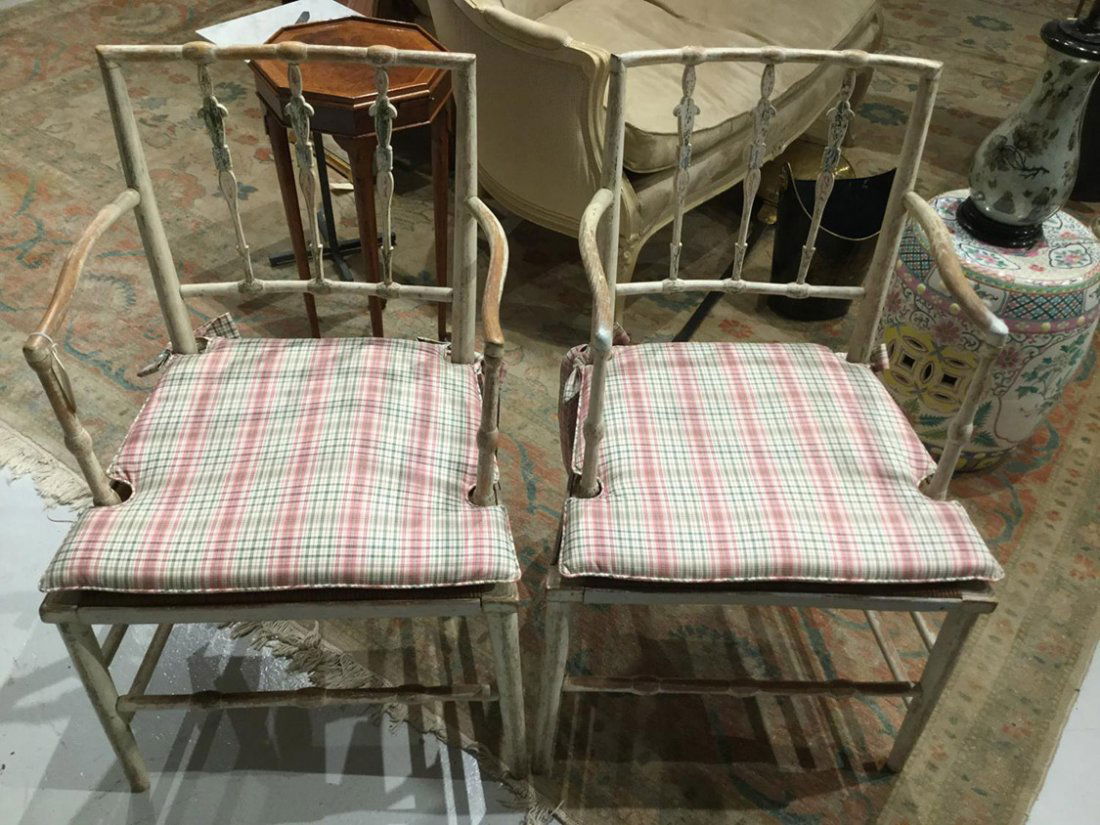 Pair American painted arrow back armchairs (1 of 3)