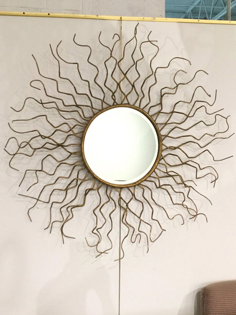 Large decorator gilt metal sunburst mirror (1 of 3)