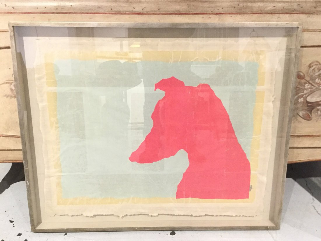 Color screen print on Japan paper, dog head (1 of 4)