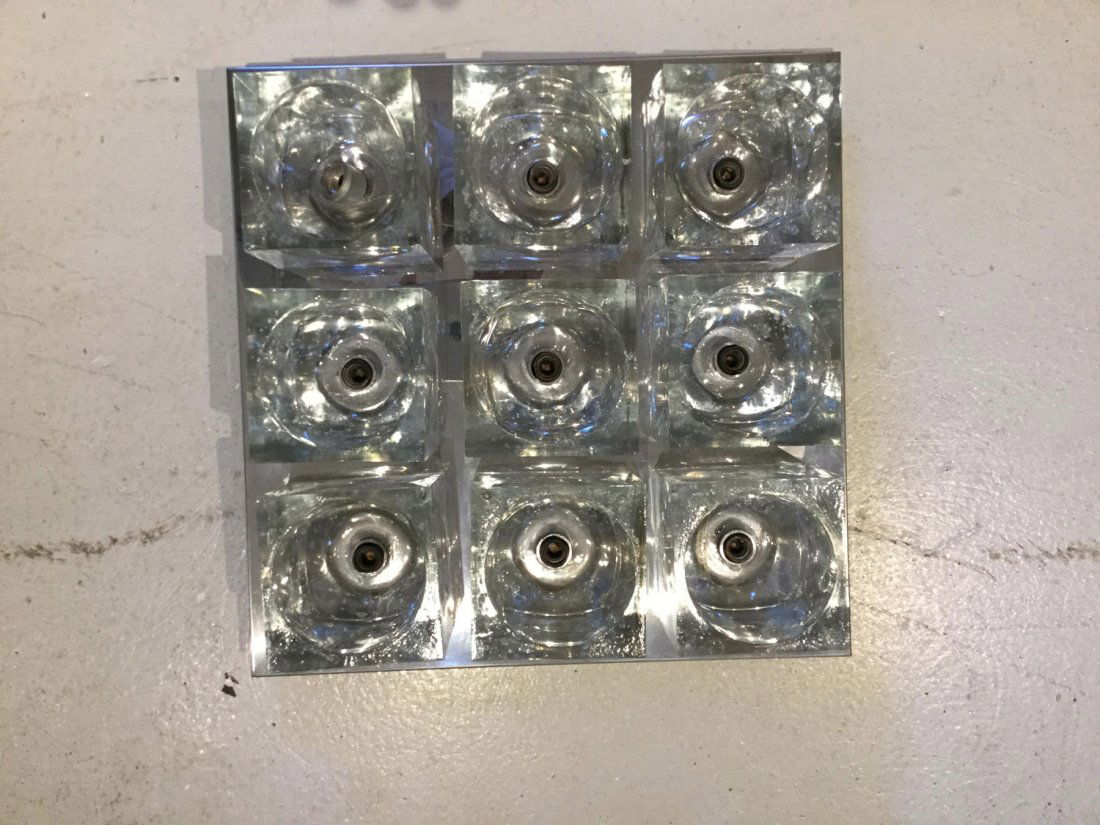 Lightolier chrome, molded glass light fixture (1 of 6)