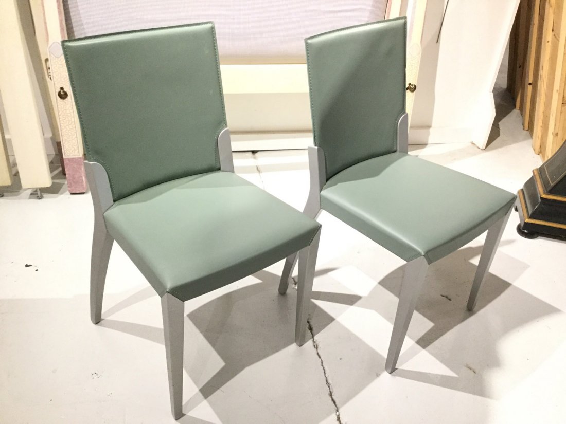 Pair Cattelan Italia leather side chairs (1 of 4)