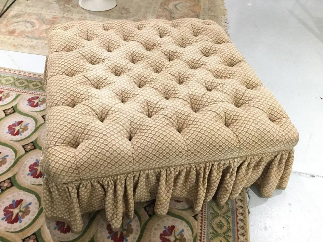 Large button-tufted upholstered ottoman (1 of 3)
