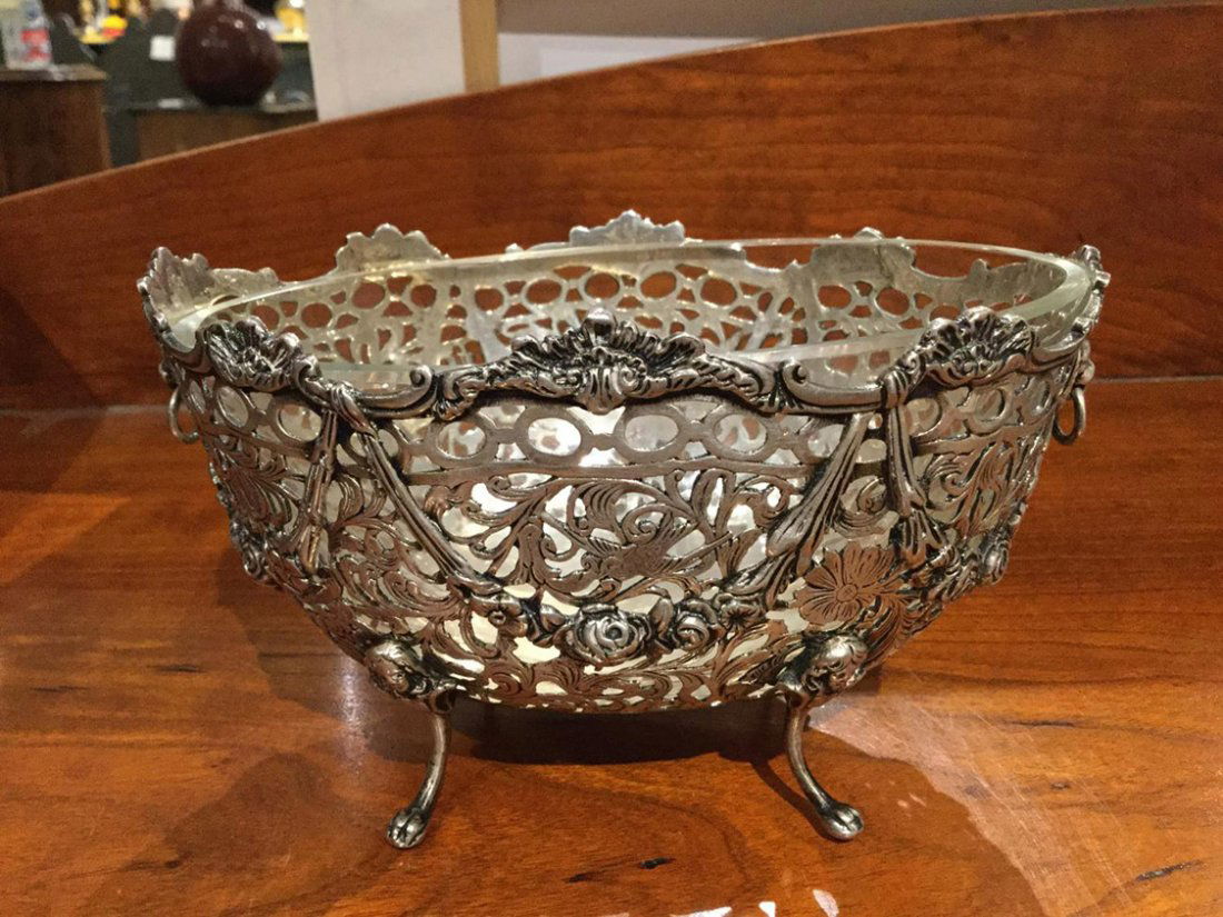 19th c. Continental .800 pierced silver bowl (1 of 4)