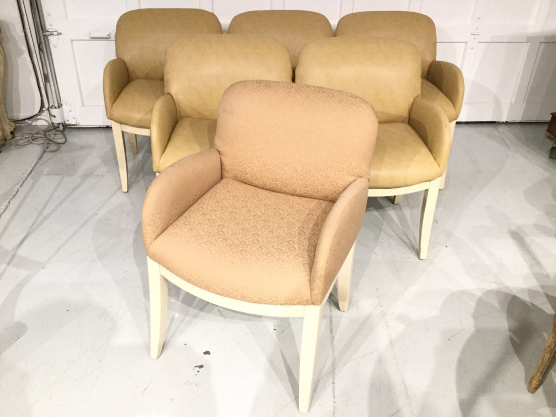 Set (6) Contemporary beige lacquered armchairs (1 of 4)