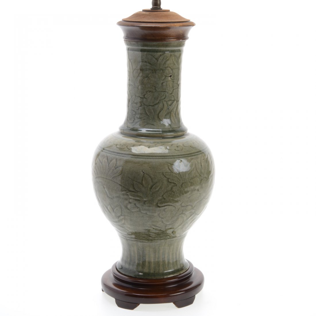 Chinese celadon carved porcelain vase (1 of 5)