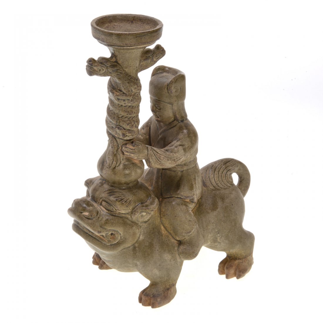 Chinese earthenware figural joss stick holder (1 of 5)