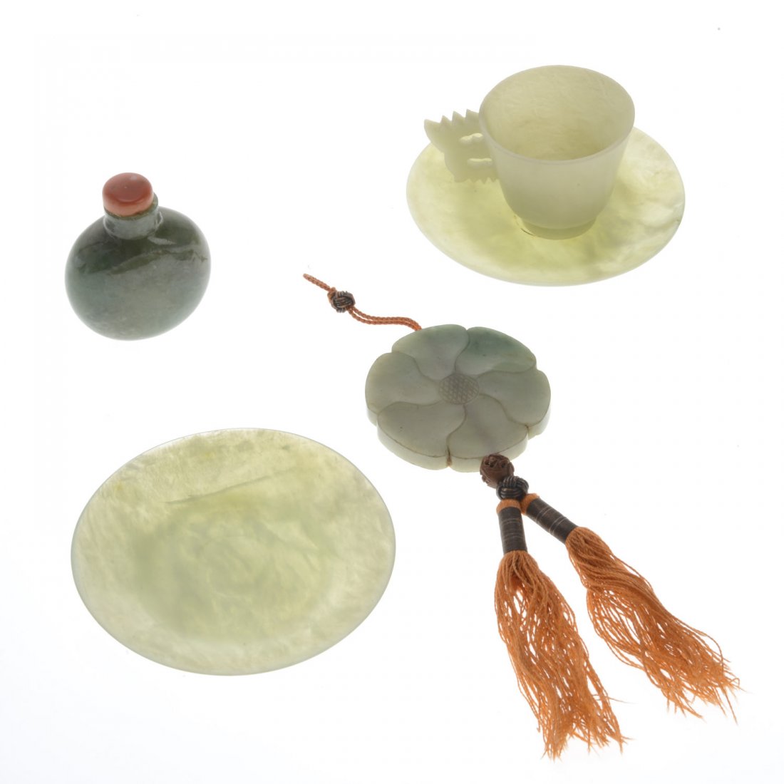 (5) pcs. Chinese celadon jade articles (1 of 6)