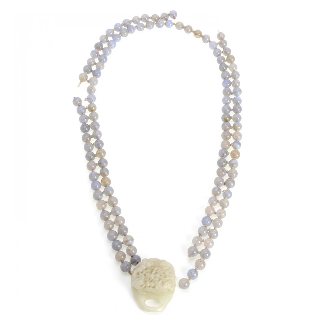 Chinese white jade squirrel and grape part buckle (1 of 4)