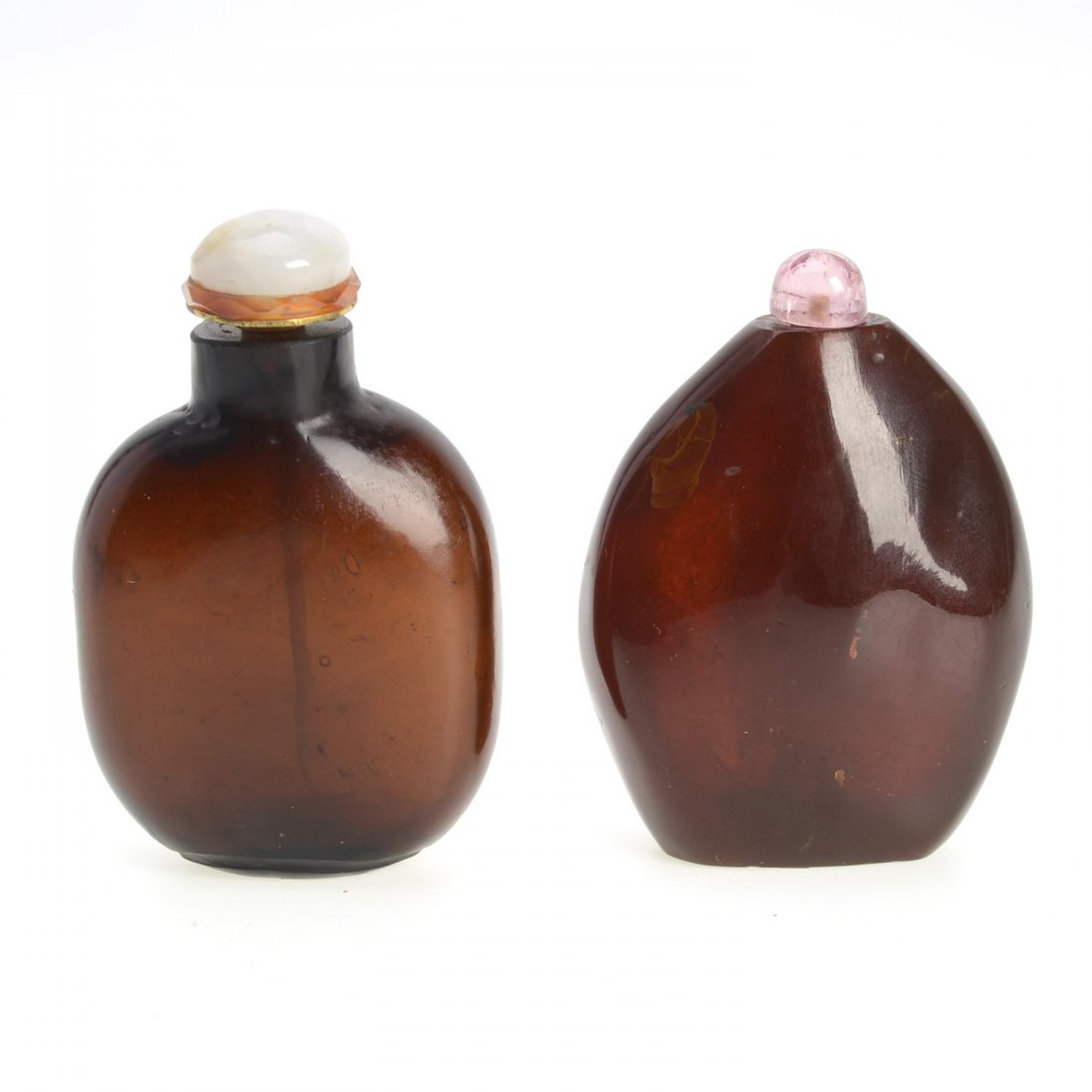 (2) Chinese amber snuff bottles (1 of 4)
