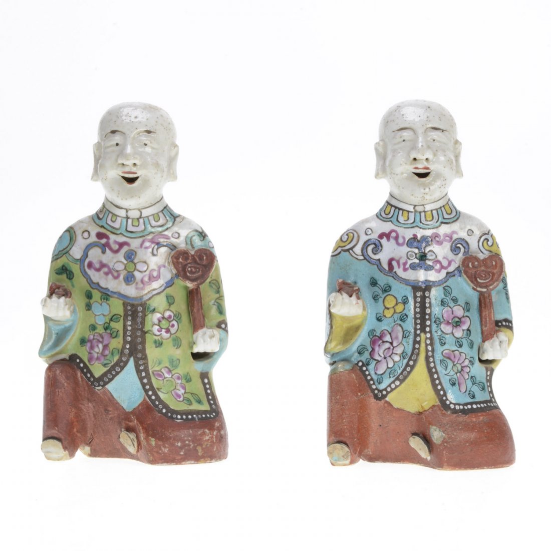 Pr Chinese famille vert figural joss stick holders (1 of 7)