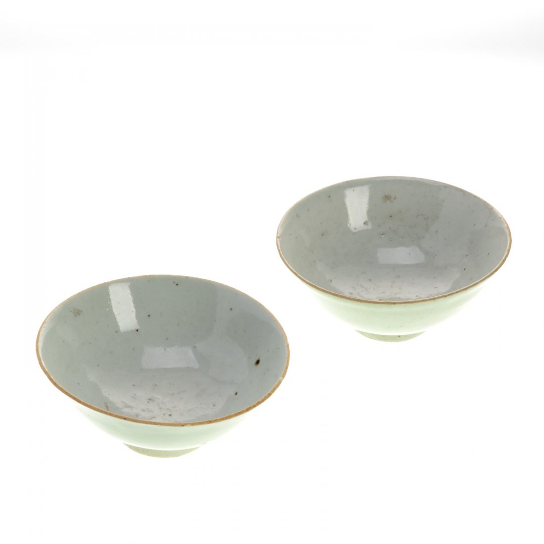 Pair Chinese celadon glazed porcelain bowls (1 of 4)