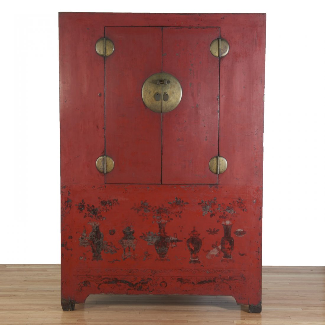 Antique Chinese red lacquer wedding cabinet (1 of 8)