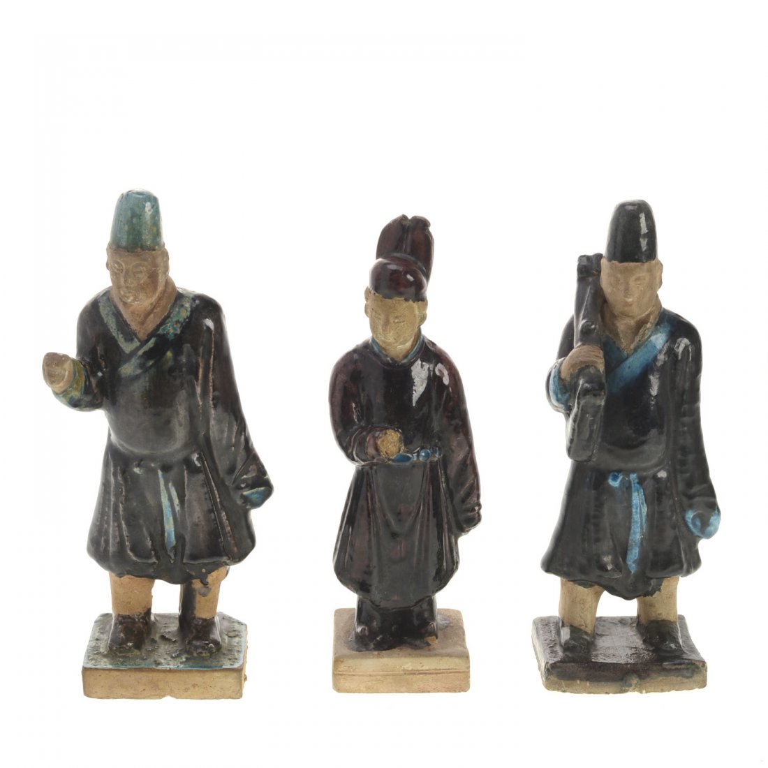 (3) Chinese glazed earthenware officials (1 of 6)