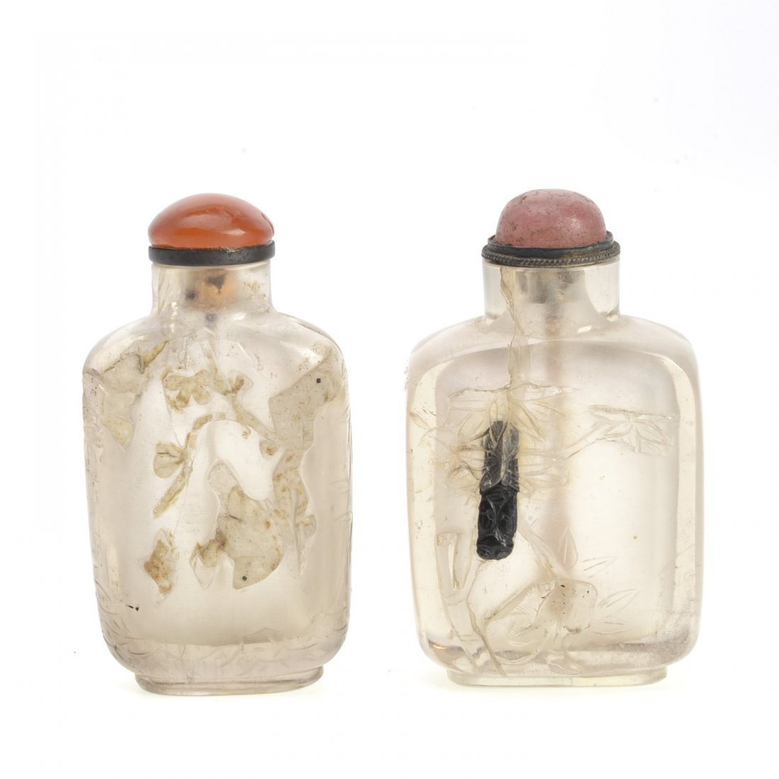 (2) Chinese rock crystal snuff bottles (1 of 6)