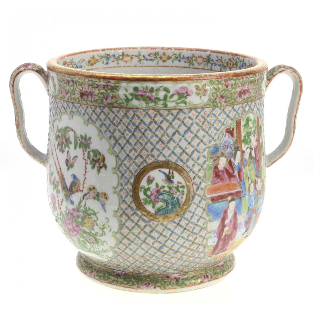 Chinese rose medallion porcelain bottle cooler (1 of 5)