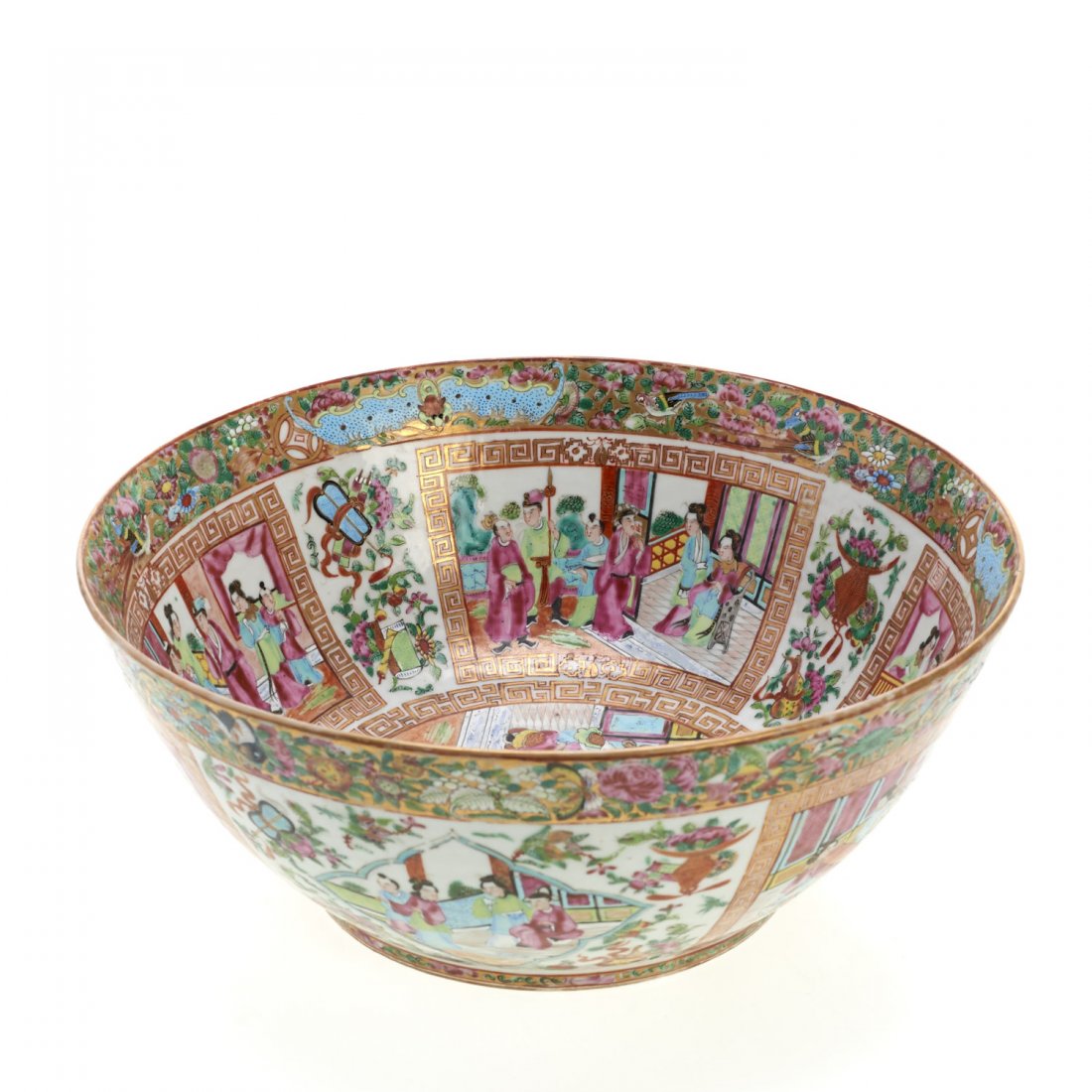Chinese Export rose mandarin punch bowl (1 of 5)