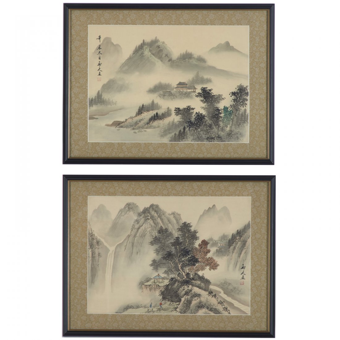 Chinese School, pair paintings on silk (1 of 7)