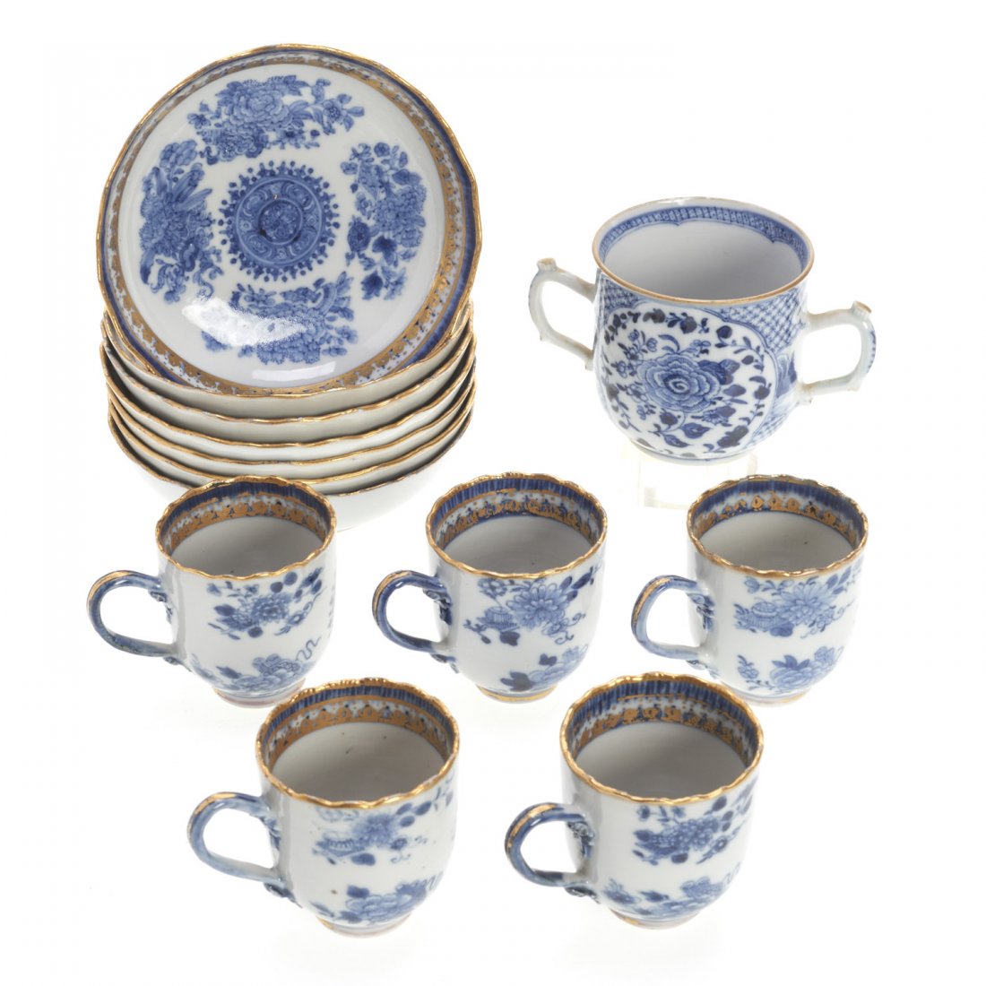 Chinese Export porcelain part demitasse set (1 of 6)