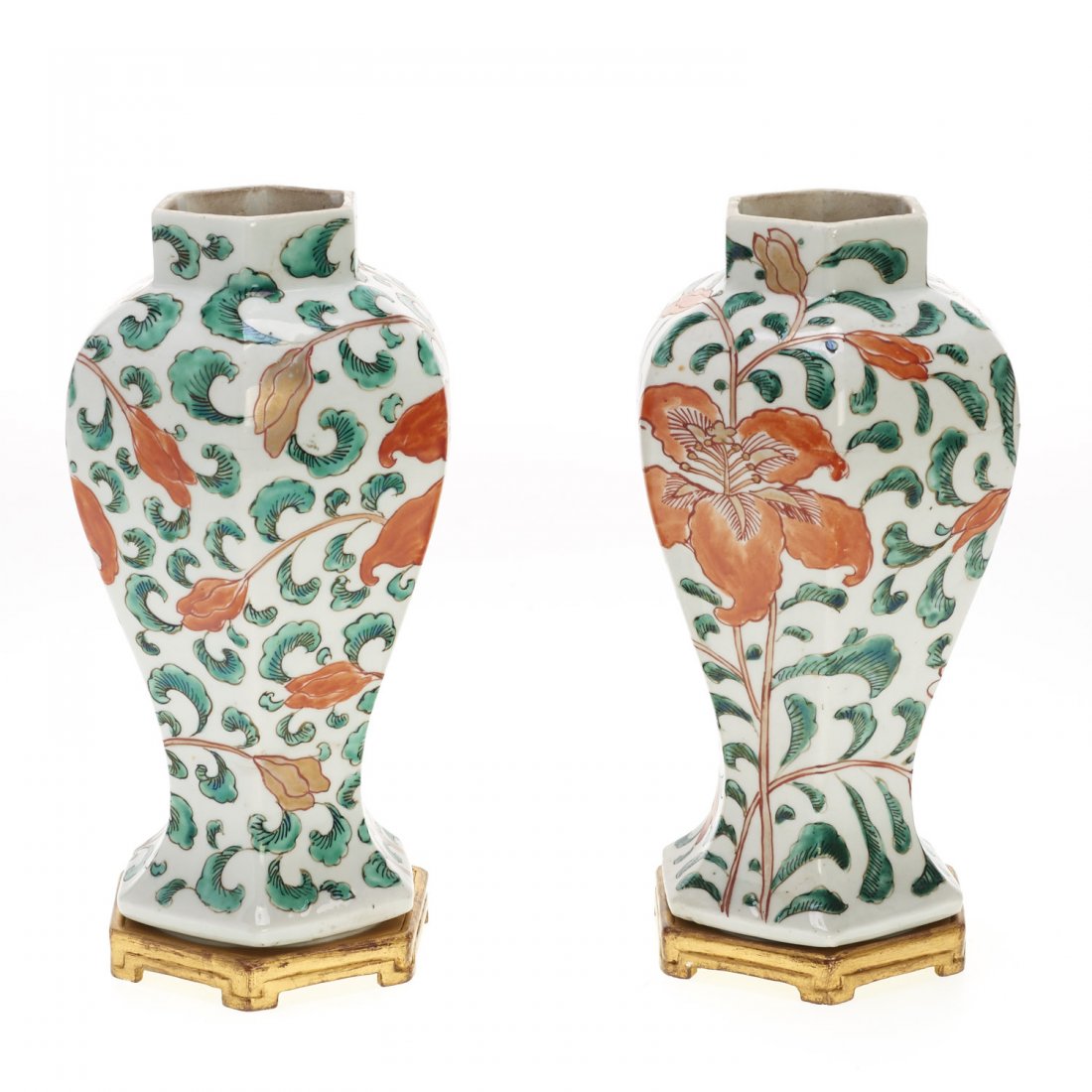 Pair Chinese famille vert porcelain baluster vases (1 of 5)
