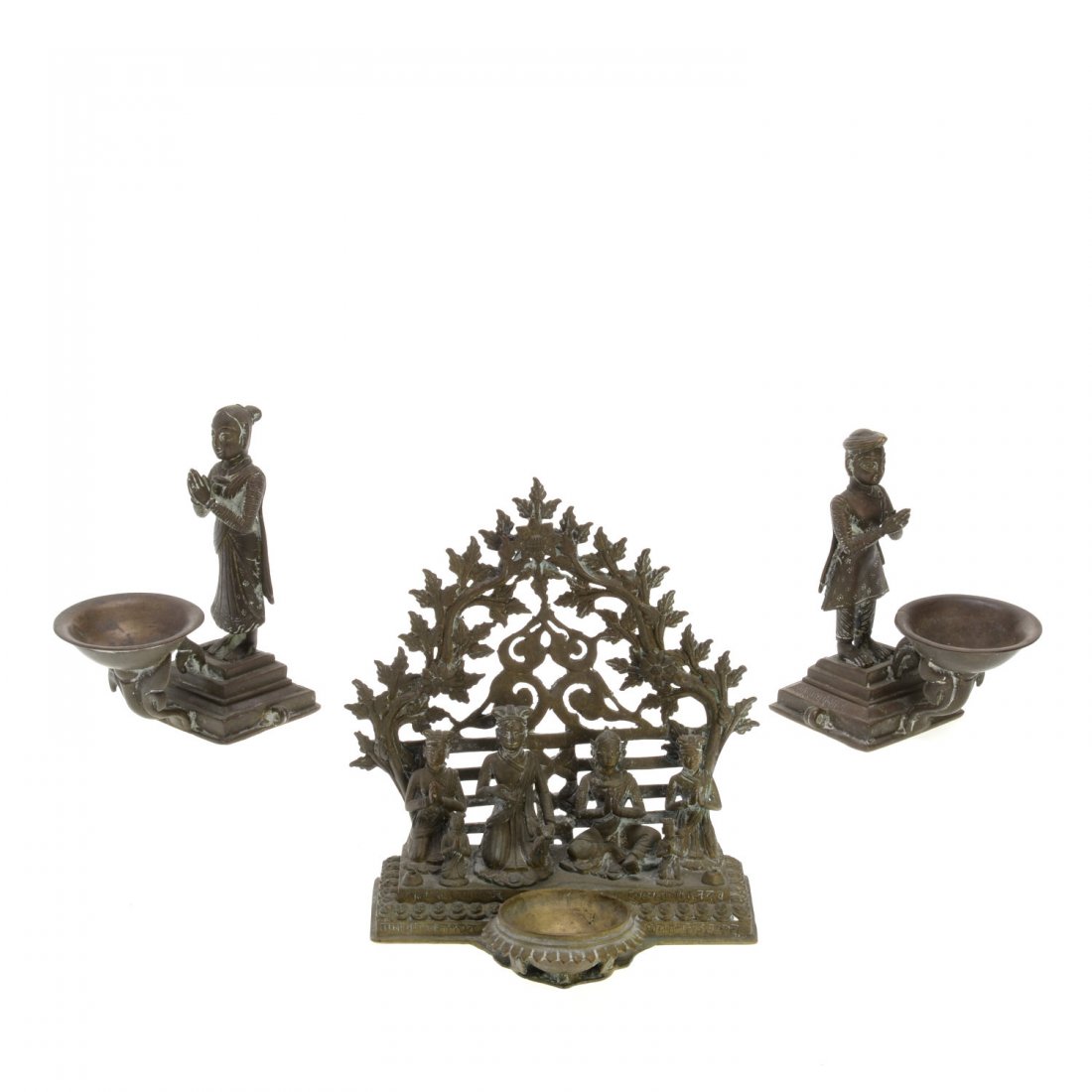 (3) Southeast Asian bronze figural censers (1 of 9)