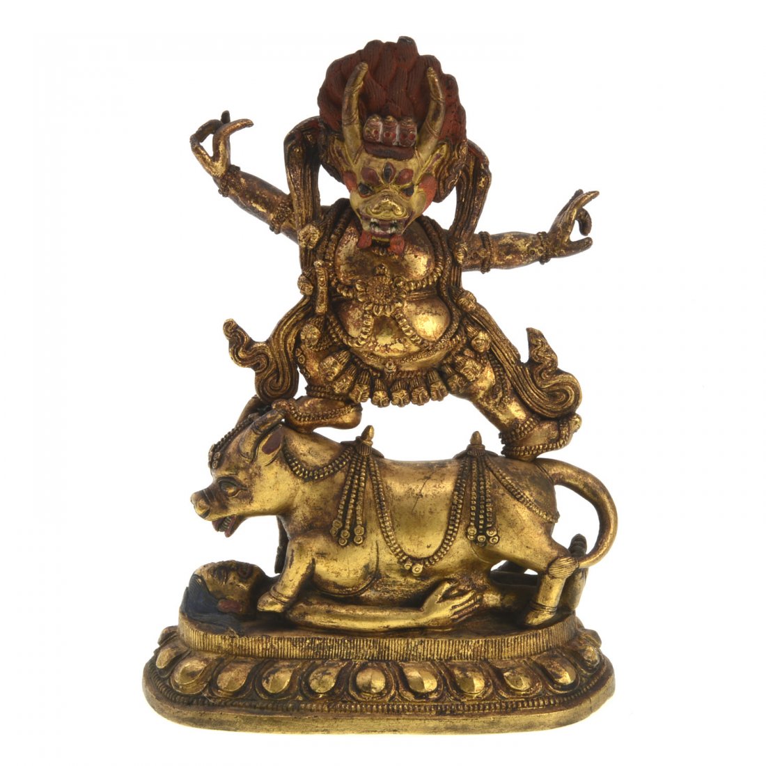 Tibetan gilt bronze figure of Yama Dharmarja (1 of 7)