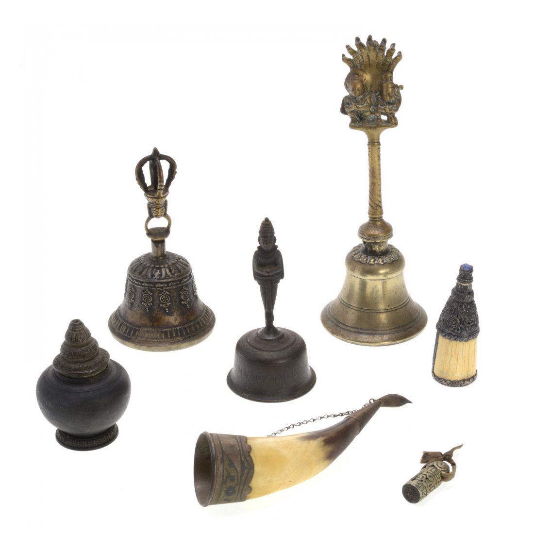 (7) Himalayan bronze, metal bells and vessels (1 of 9)