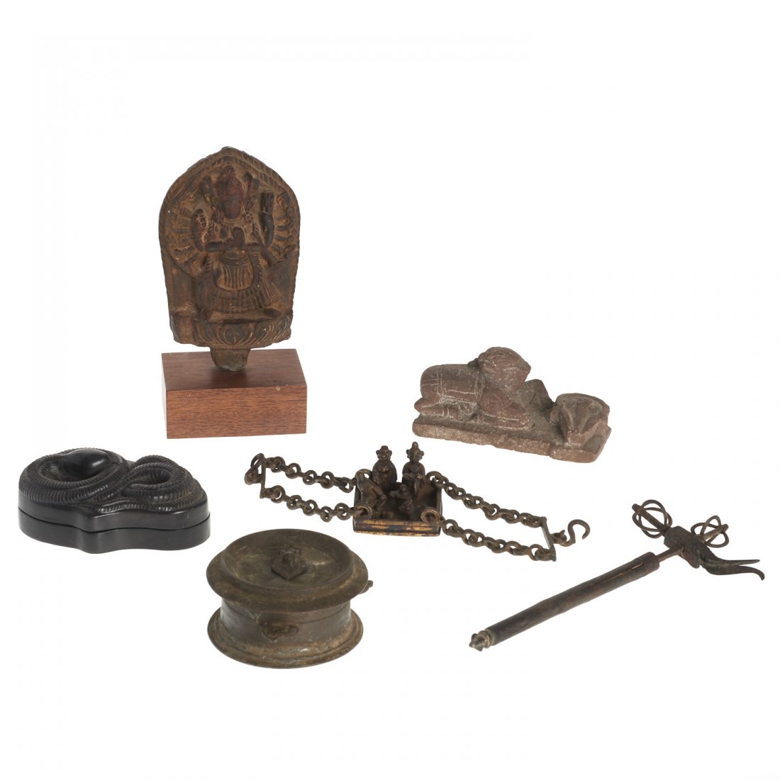 (6) Indian or Himalayan bronze, hardstone articles (1 of 7)