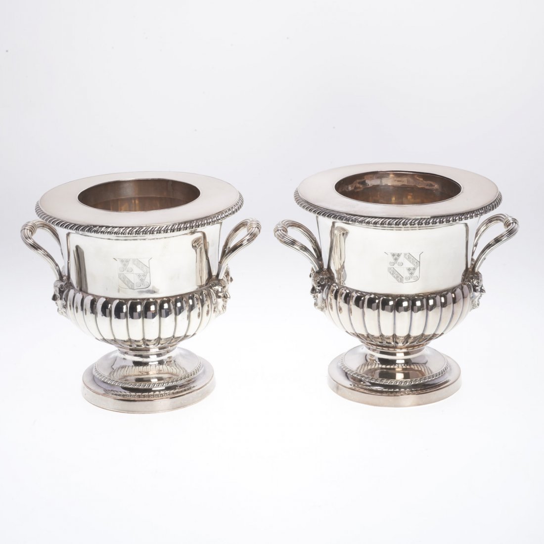 Pair Antique English silver plated bottle coolers (1 of 6)