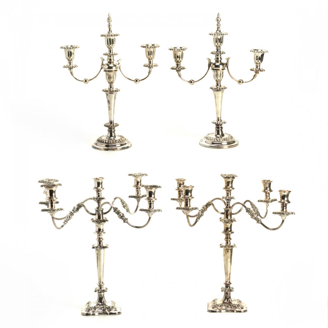 (2) Pairs Sheffield plated 2-part candelabra (1 of 7)