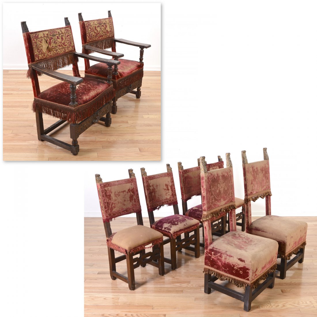 Assembled set (8) Spanish Baroque dining chairs (1 of 10)