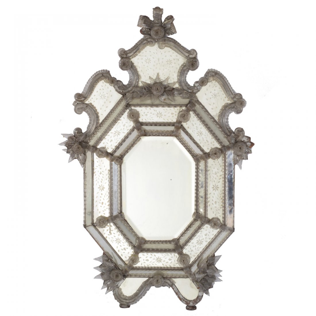 Large Venetian etched and molded glass mirror (1 of 9)