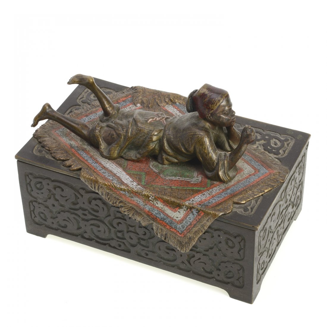 Austrian cold painted bronze dresser box (1 of 8)