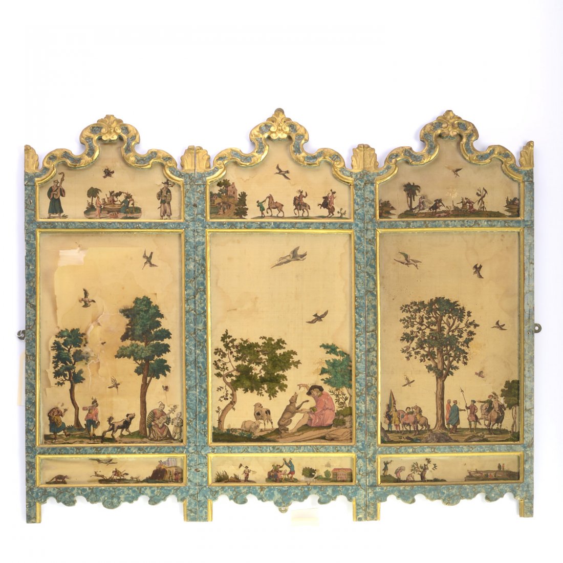 Continental rococo hand painted silk table screen (1 of 9)