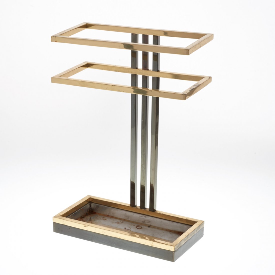 Attr. to Karl Springer brass umbrella stand (1 of 5)