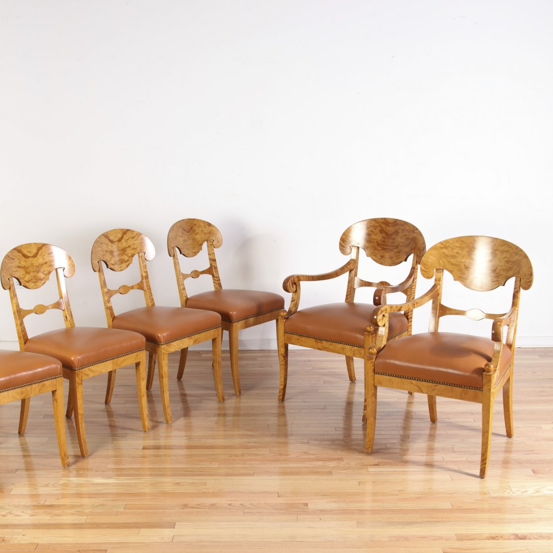 Set (6) Biedermeier style walnut dining chairs (1 of 6)