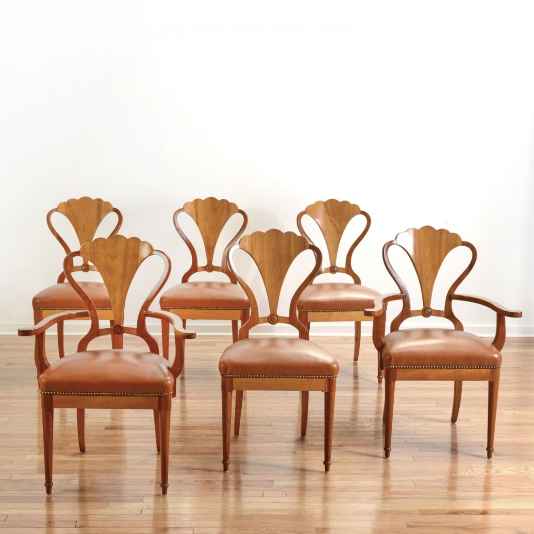 Set (6) Biedermeier style walnut dining chairs (1 of 6)