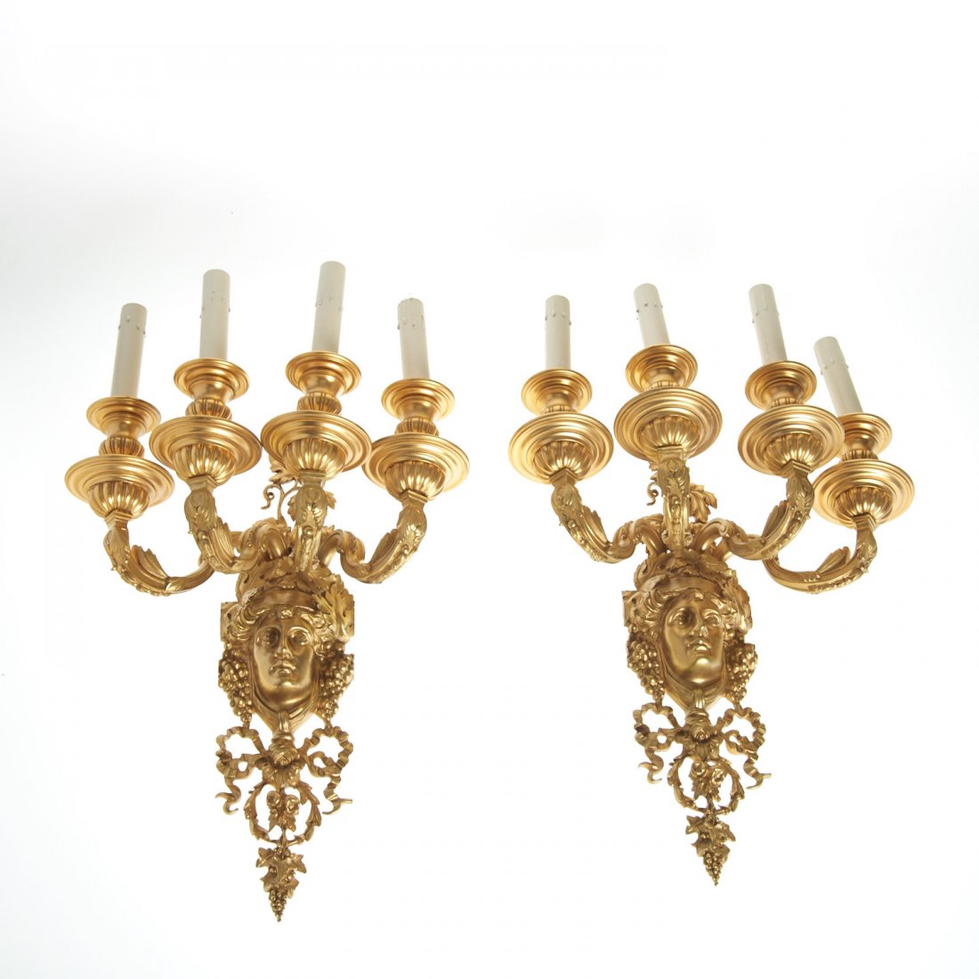 Pair Regence style gilt bronze 4-light sconces (1 of 6)