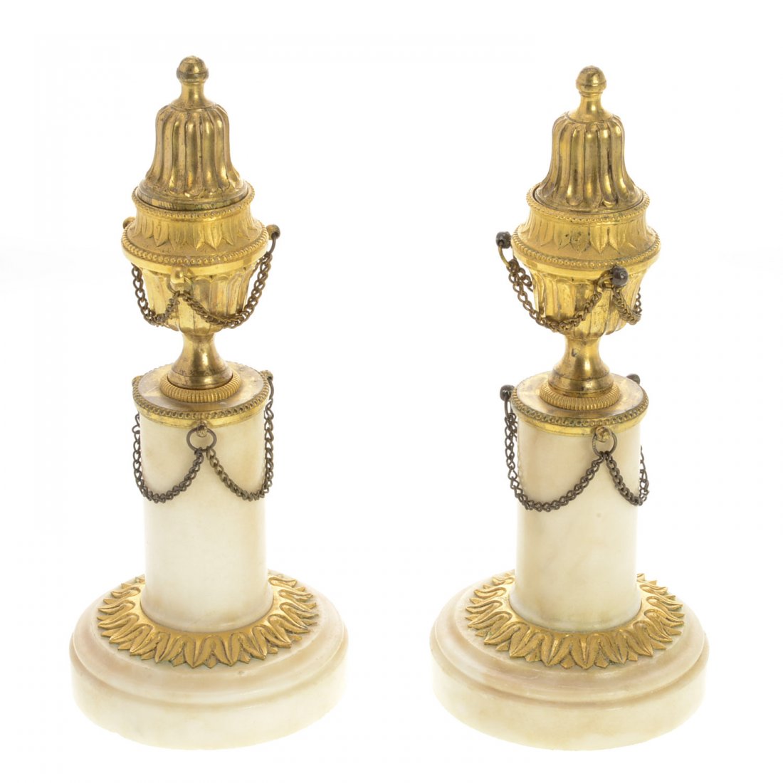 Pair George III bronze, marble candlesticks (1 of 7)