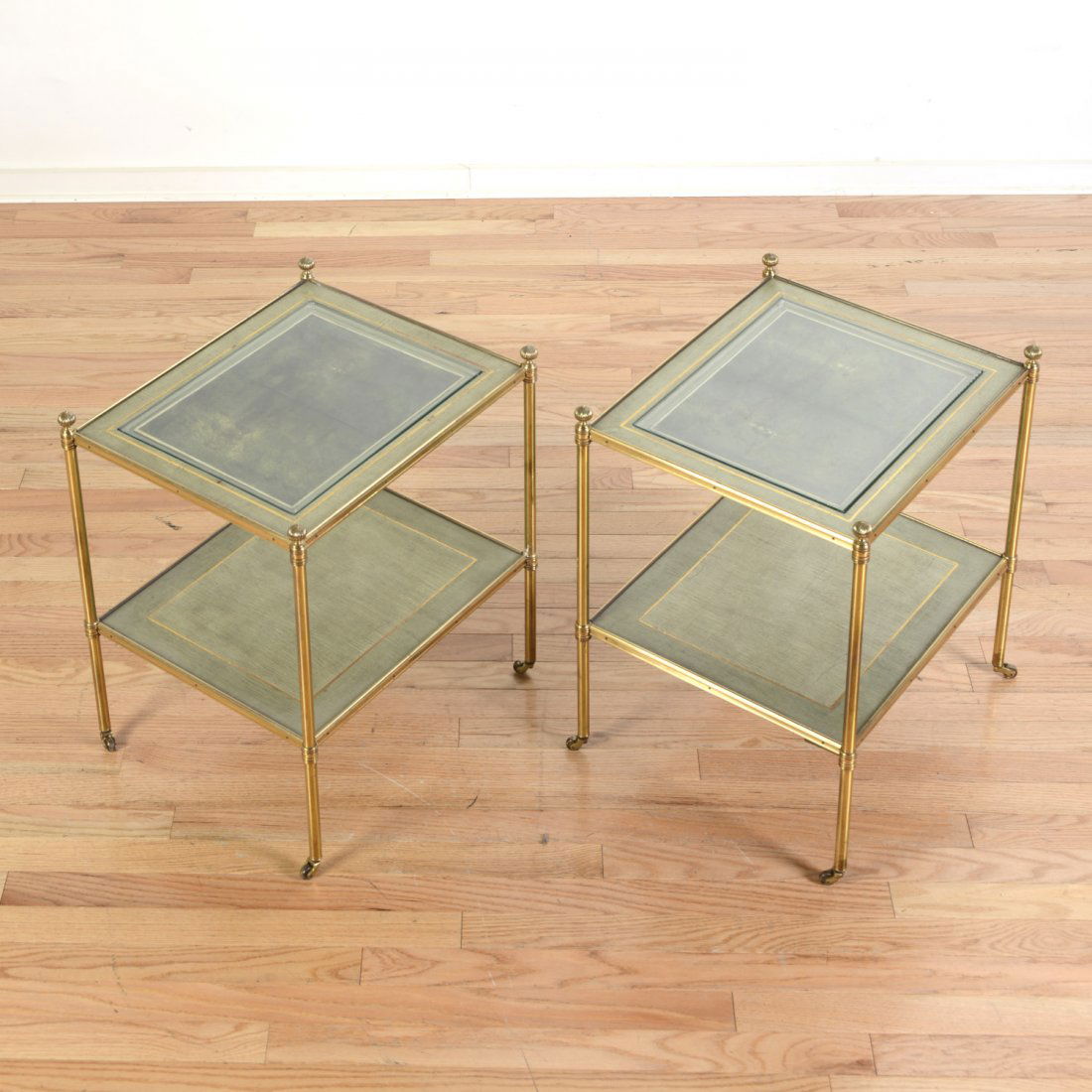 Pair Bagues style shagreen, brass side tables (1 of 6)