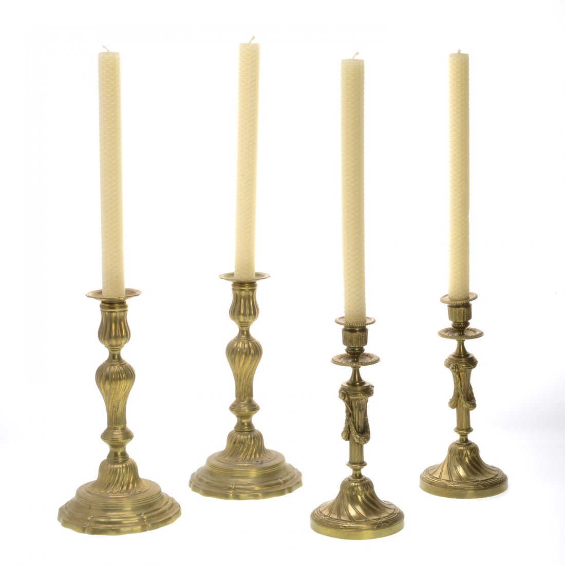 (2) Pair George III style brass candlesticks (1 of 5)
