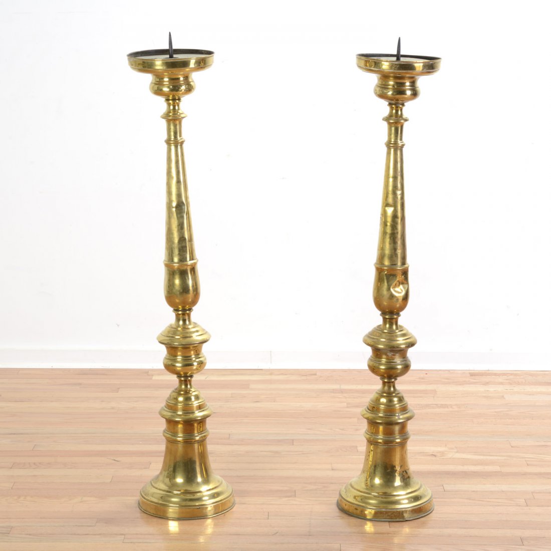 Pair monumental Continental brass altar sticks (1 of 5)