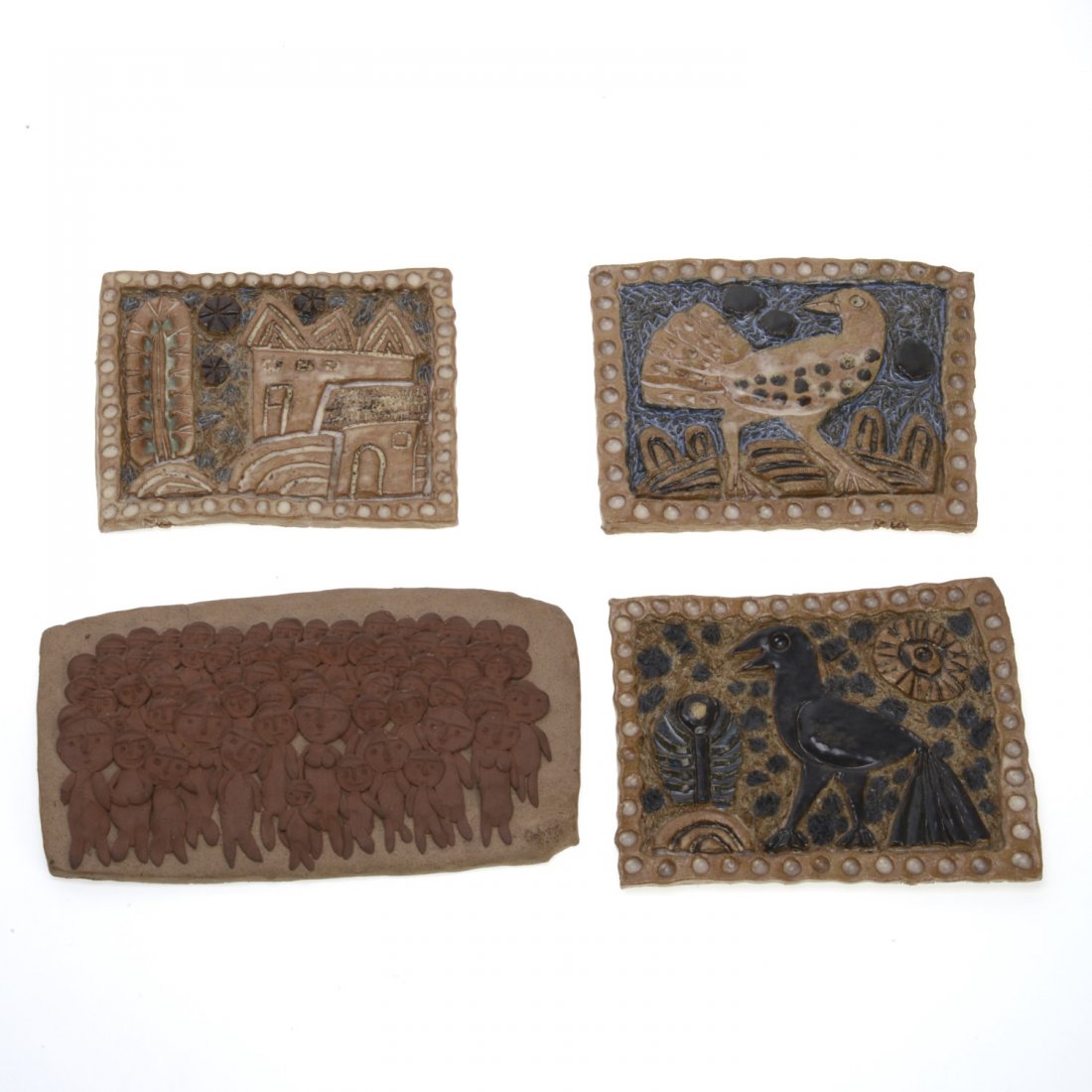 (4) Capron style studio pottery tiles (1 of 6)