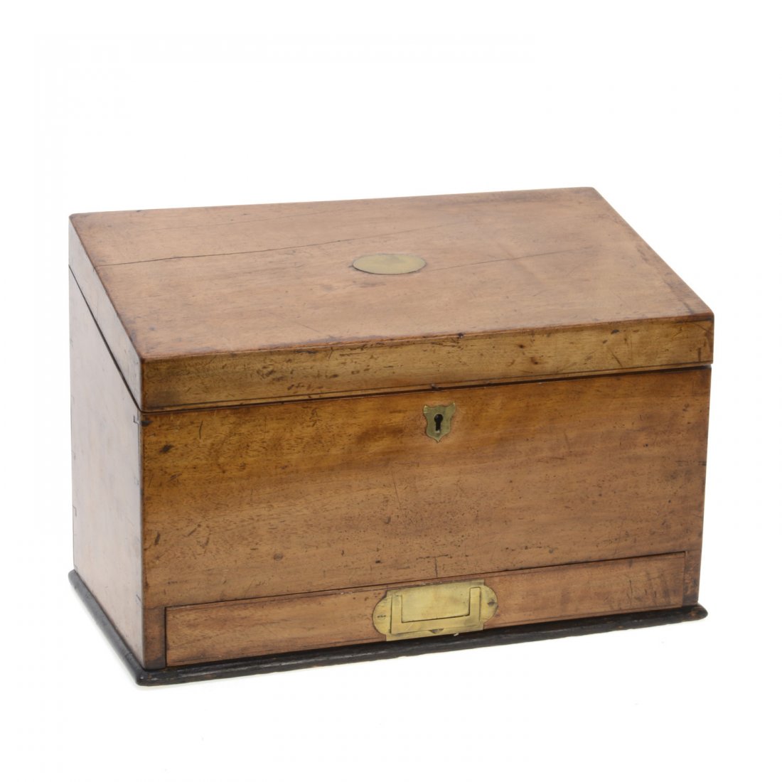 George III oak and brass letter box (1 of 9)