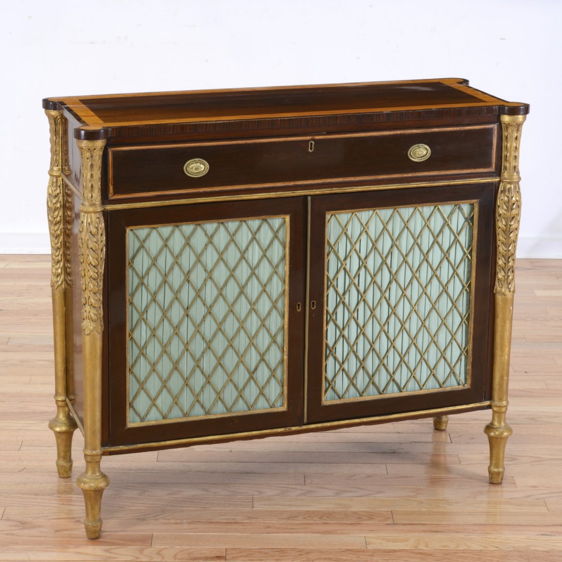 Nice George III parcel gilt rosewood side cabinet (1 of 6)