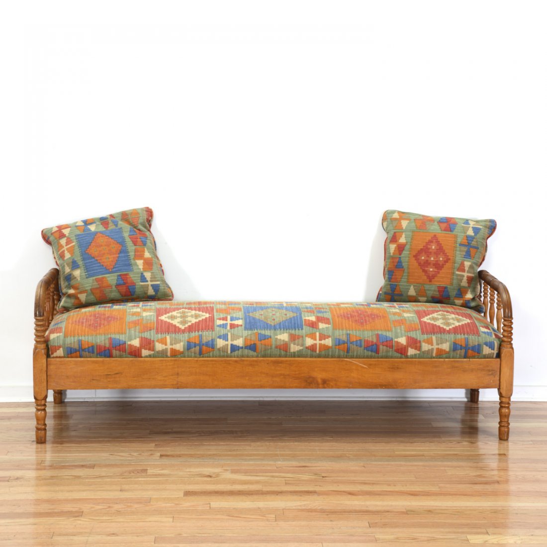 Arts & Crafts turned fruitwood bench (1 of 4)